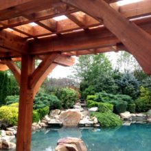 Ornate Wooden Shade Structure by pool